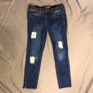 Cat & Jack Girls Jeggings, Sz 7, Distressed w/Lace